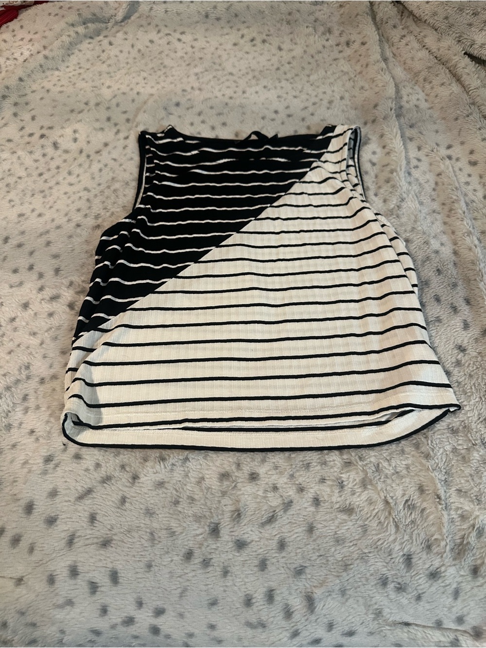 Doe & Rae Black and White Diagonal Stripe Tank